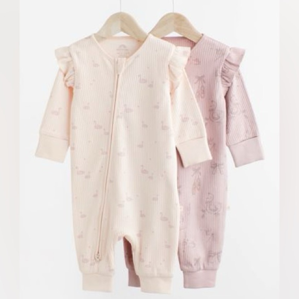 Next Footless Zip 2-pack Sleepsuit - Pink Ballerina - size 6-9 Months